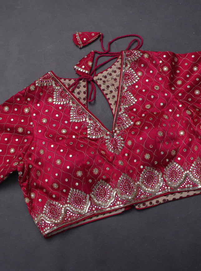 Organza silk saree pink with zari stripes & gotapatti work pallu