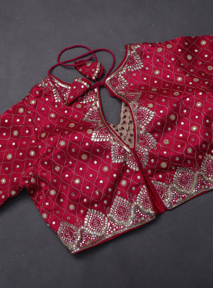 Organza silk saree pink with zari stripes & gotapatti work pallu