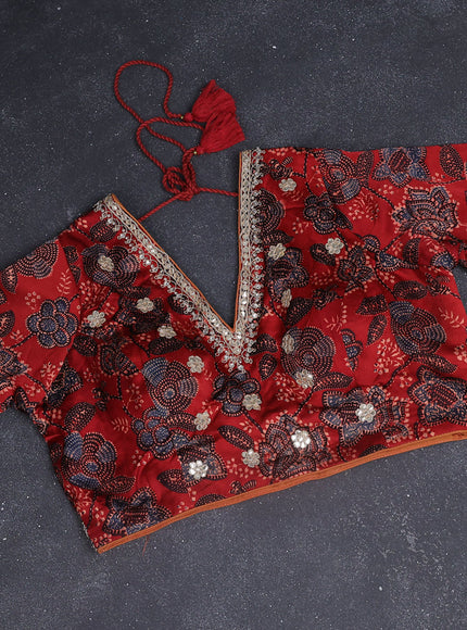 Organza silk saree peach pink with zari stripes & gotapatti work pallu