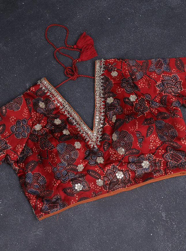 Organza silk saree peach pink with zari stripes & gotapatti work pallu