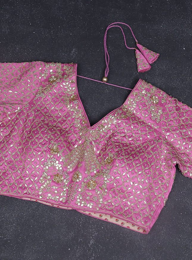 Tissue silk saree light pink with zari stripes & zari border