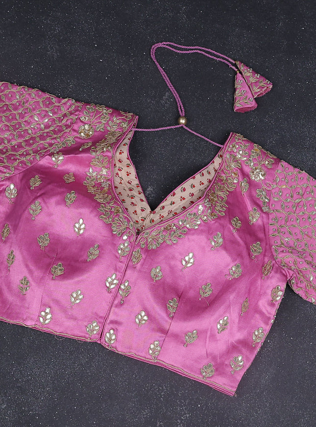 Tissue silk saree light pink with zari stripes & zari border