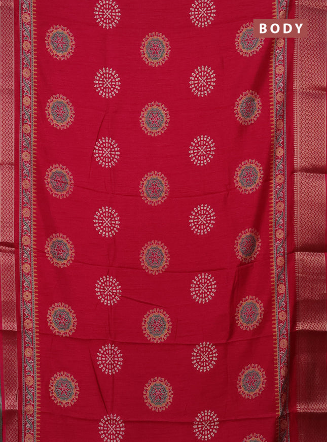 Semi dola saree pink with butta prints and zari woven border