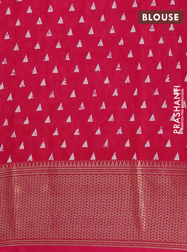 Semi dola saree pink with batik butta prints and zari woven border