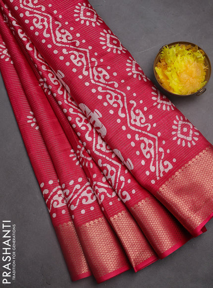 Semi dola saree pink with allover zari weaves & batik butta prints and zari woven border