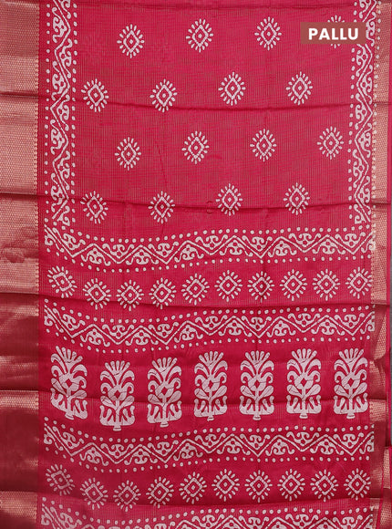 Semi dola saree pink with allover zari weaves & batik butta prints and zari woven border