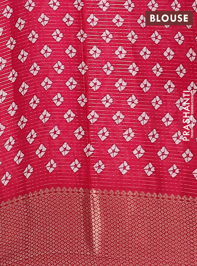 Semi dola saree pink with allover zari weaves & batik butta prints and zari woven border