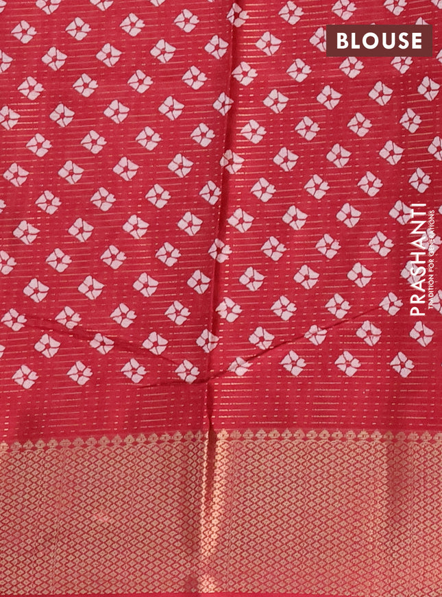 Semi dola saree maroon with allover zari weaves & batik butta prints and zari woven border