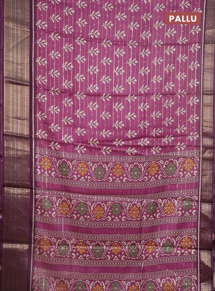 Semi dola saree mauve pink and purple with allover zari weaves & ikat buttas and zari woven border