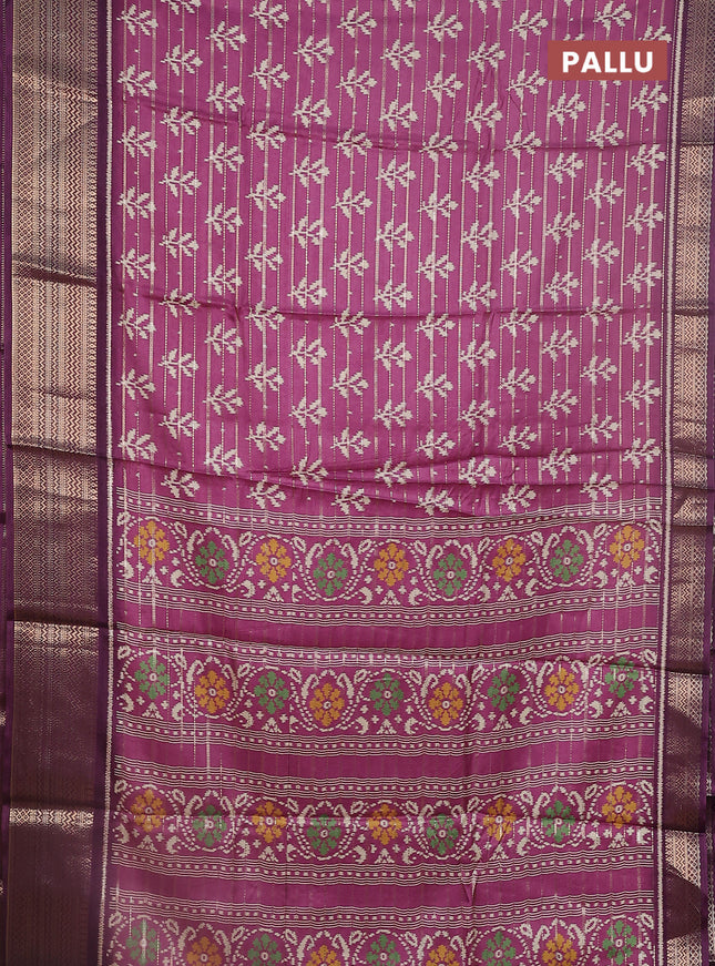 Semi dola saree mauve pink and purple with allover zari weaves & ikat buttas and zari woven border