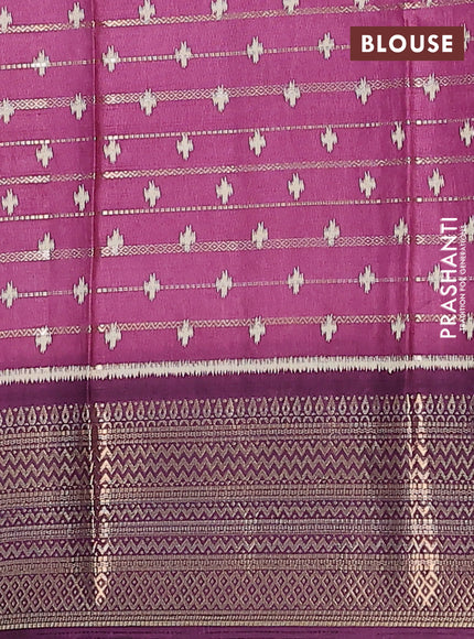 Semi dola saree mauve pink and purple with allover zari weaves & ikat buttas and zari woven border