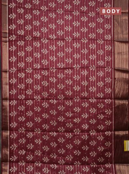 Semi dola saree pastel maroon and maroon with allover zari weaves & ikat buttas and zari woven border