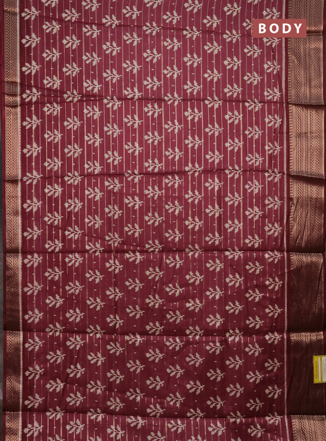 Semi dola saree pastel maroon and maroon with allover zari weaves & ikat buttas and zari woven border