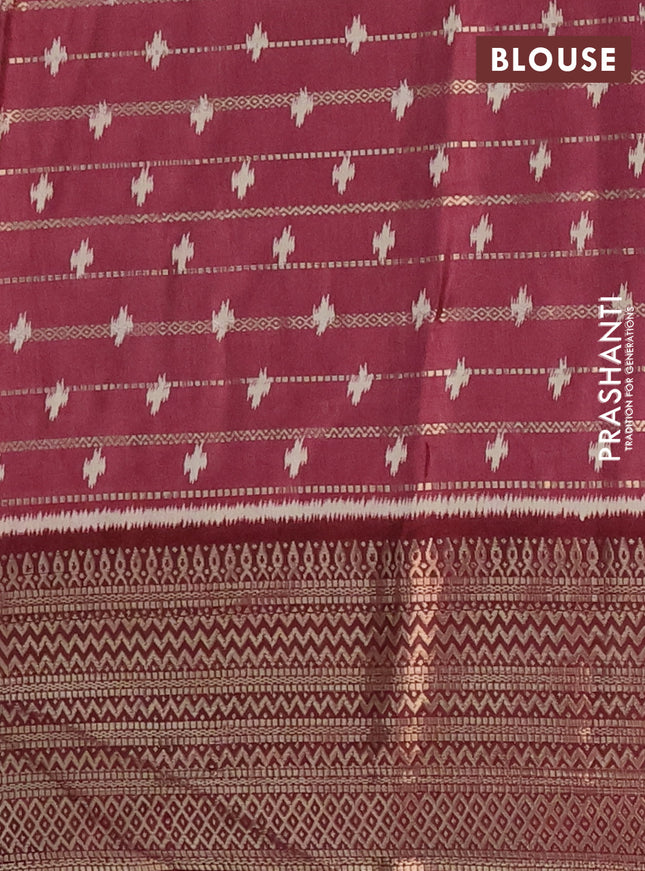 Semi dola saree pastel maroon and maroon with allover zari weaves & ikat buttas and zari woven border
