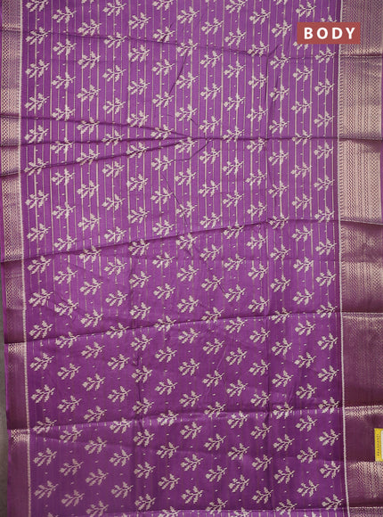 Semi dola saree purple shade with allover zari weaves & ikat buttas and zari woven border