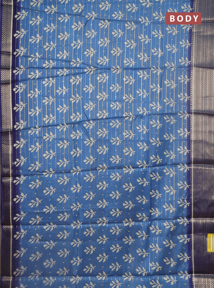 Semi dola saree pastel blue and blue with allover zari weaves & ikat buttas and zari woven border