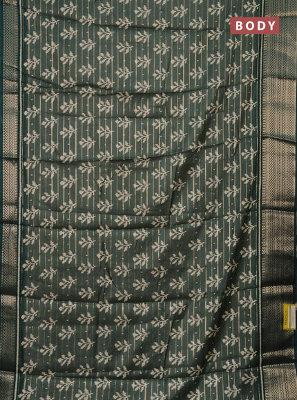 Semi dola saree pastel green and green with allover zari weaves & ikat buttas and zari woven border