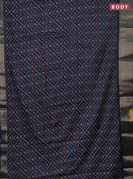 Semi dola saree peacock blue with allover bandhani prints and zari woven border