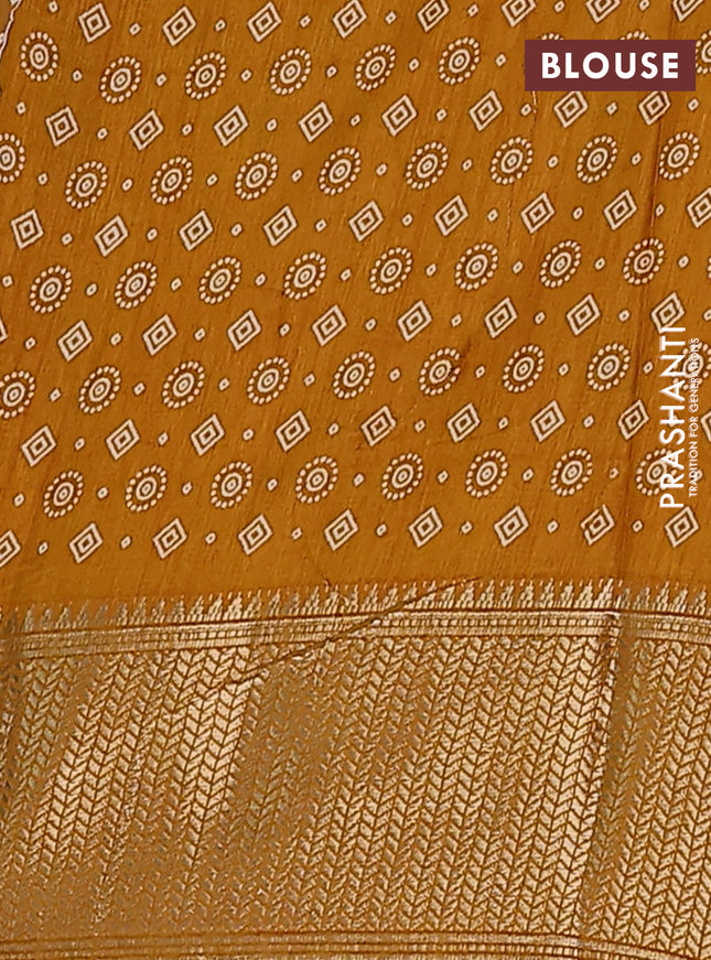 Semi dola saree mustard yellow with allover bandhani prints and zari woven border