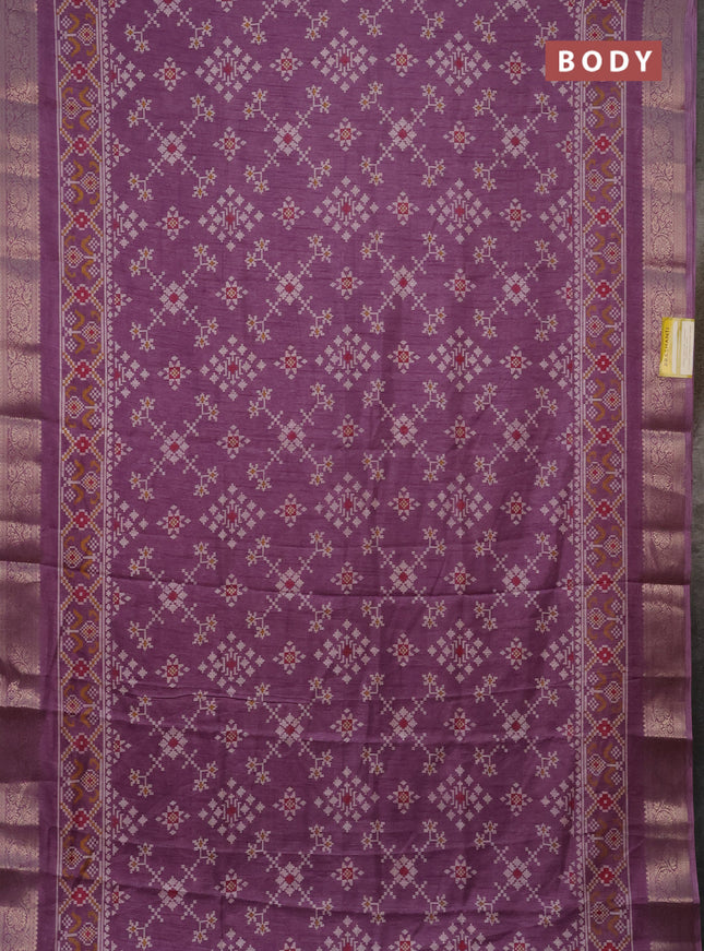 Semi dola saree lavender with allover prints and zari woven border