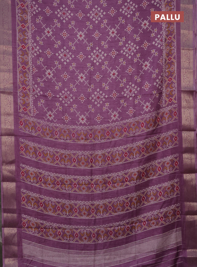 Semi dola saree lavender with allover prints and zari woven border