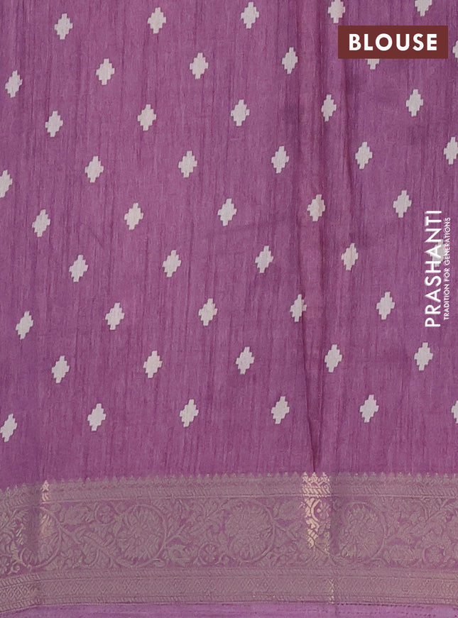 Semi dola saree lavender with allover prints and zari woven border