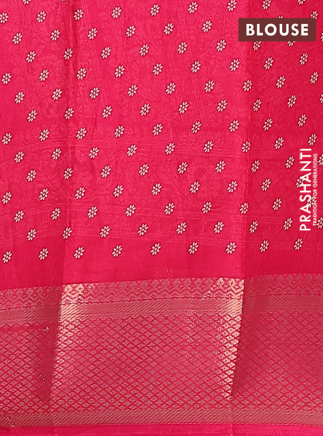 Semi dola saree pink with allover prints and zari woven border