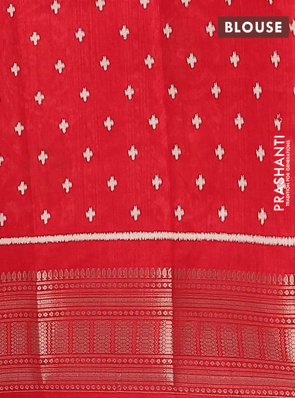 Semi dola saree red with ikat butta prints and zari woven border