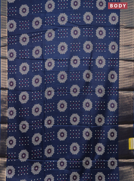 Semi dola saree peacock blue with allover butta prints and zari woven border