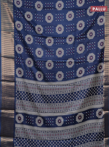 Semi dola saree peacock blue with allover butta prints and zari woven border