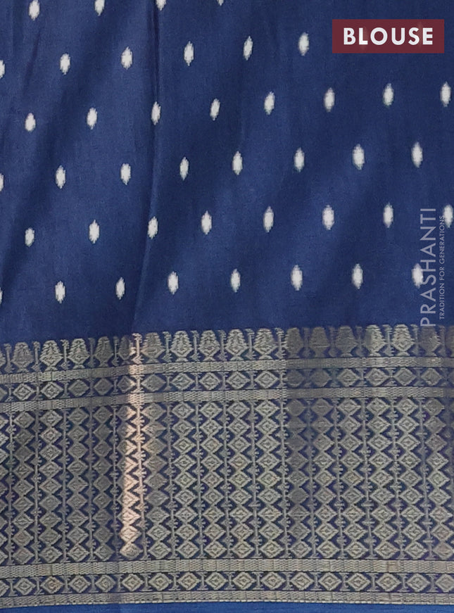 Semi dola saree peacock blue with allover butta prints and zari woven border