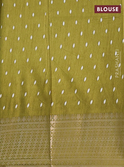 Semi dola saree mehendi green with allover butta prints and zari woven border
