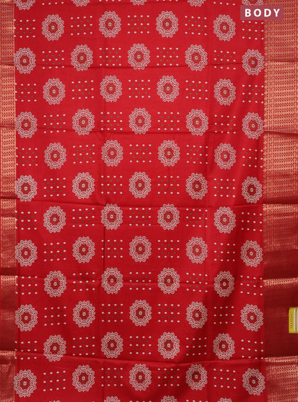 Semi dola saree red with allover butta prints and zari woven border