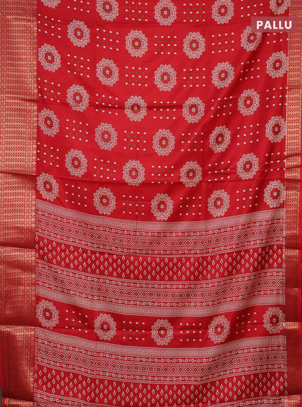 Semi dola saree red with allover butta prints and zari woven border