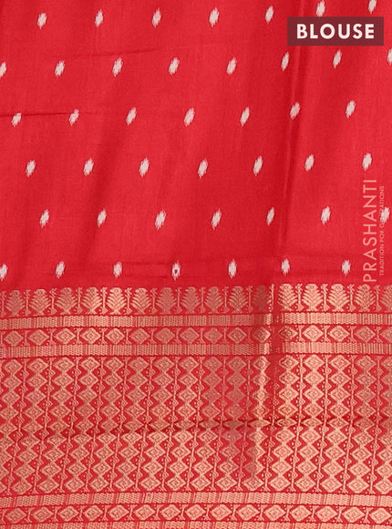 Semi dola saree red with allover butta prints and zari woven border