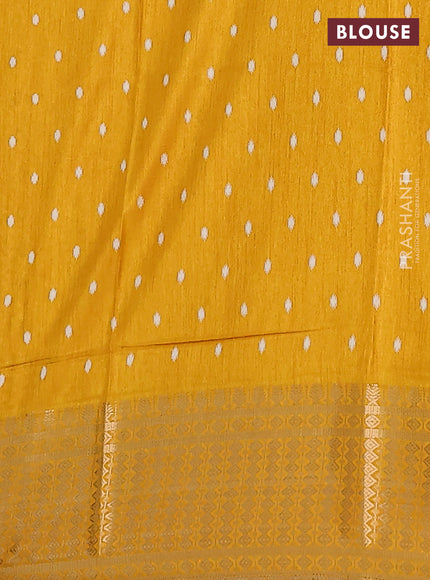 Semi dola saree mustard yellow with allover butta prints and zari woven border