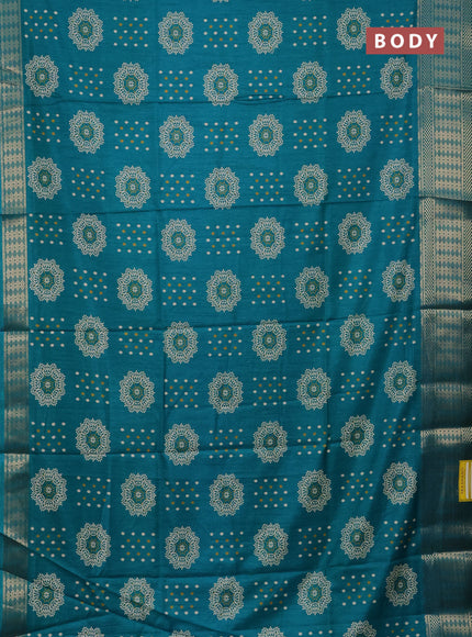 Semi dola saree teal green with allover butta prints and zari woven border
