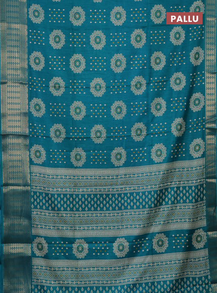 Semi dola saree teal green with allover butta prints and zari woven border