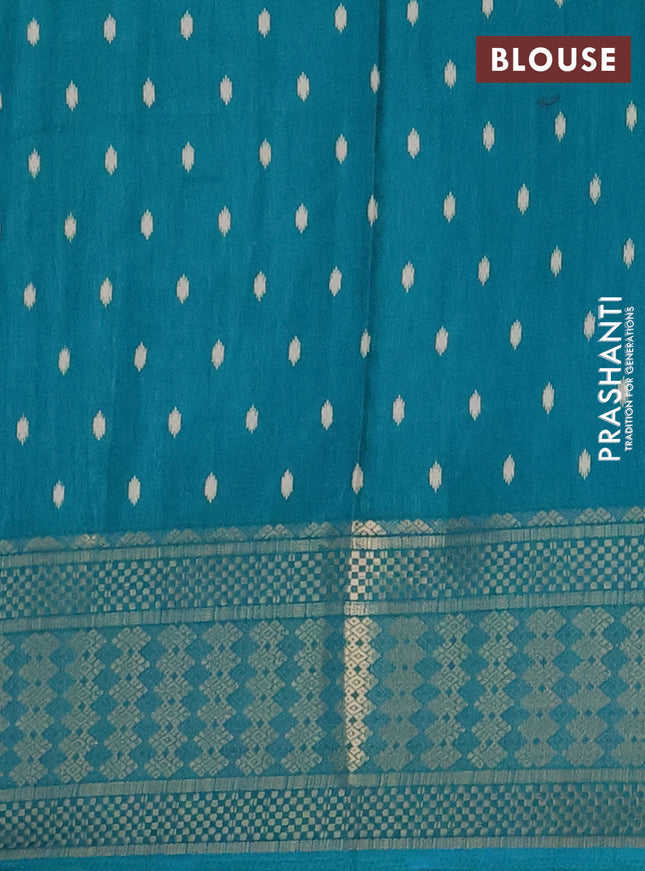 Semi dola saree teal green with allover butta prints and zari woven border