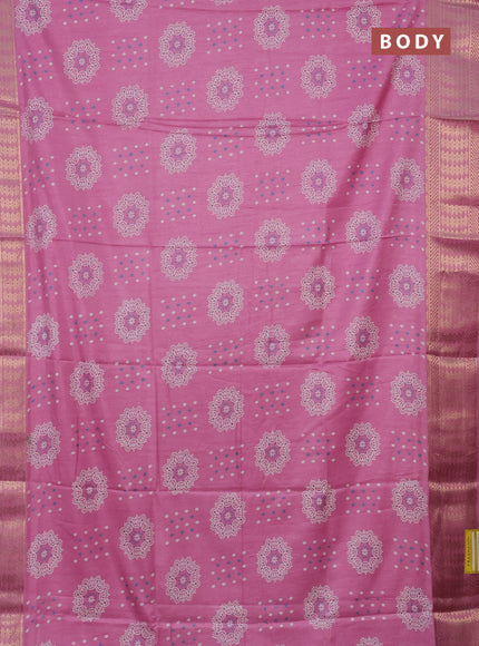 Semi dola saree lightpink with allover butta prints and zari woven border