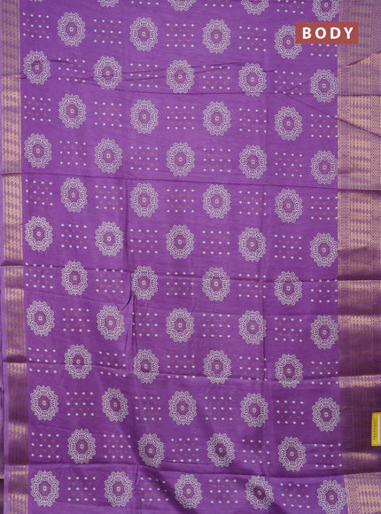 Semi dola saree lavender with allover butta prints and zari woven border