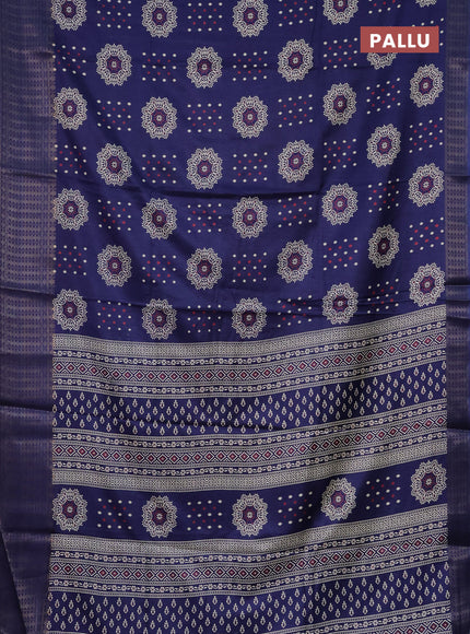 Semi dola saree navy blue with allover butta prints and zari woven border