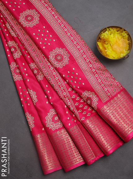 Semi dola saree pink with allover butta prints and zari woven border