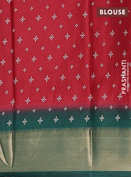 Semi dola saree maroon and green with allover prints and zari woven border