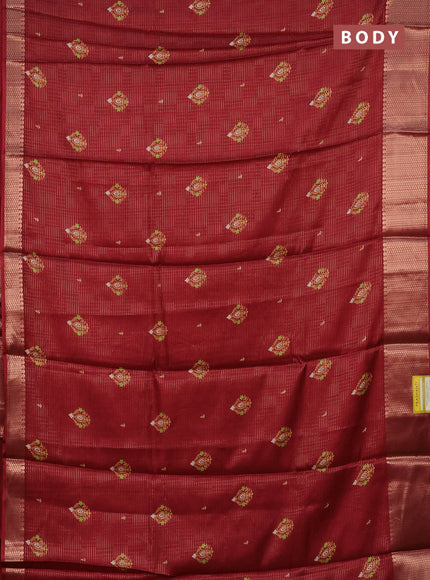 Semi dola saree maroon with allover zari weaves & butta prints and zari woven border