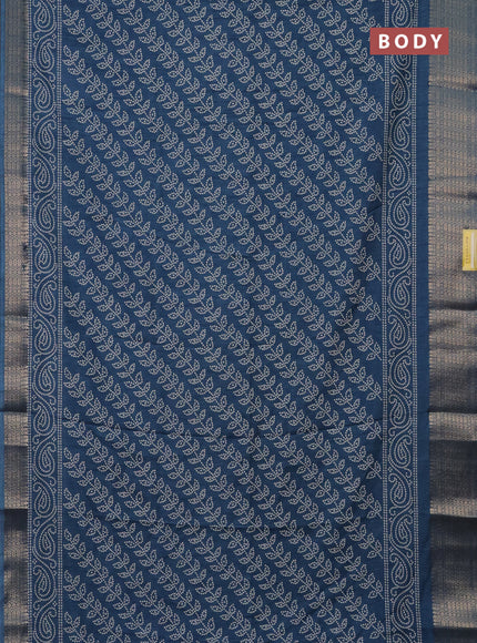 Semi dola saree peacock blue shade with allover bandhani prints and zari woven border