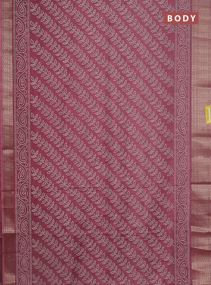 Semi dola saree mauve pink with allover bandhani prints and zari woven border