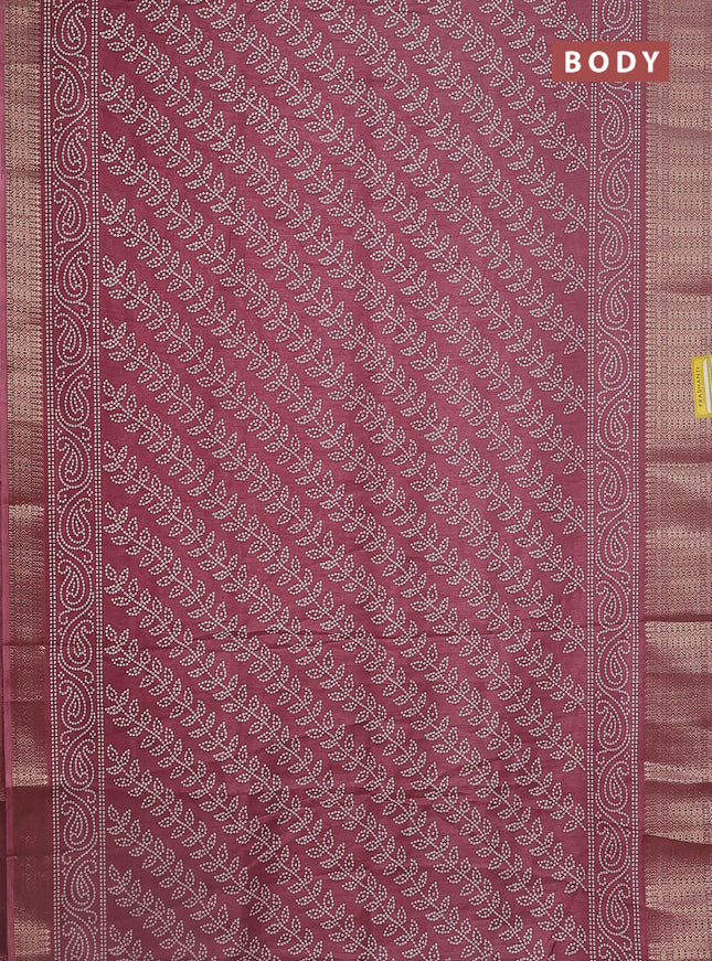 Semi dola saree mauve pink with allover bandhani prints and zari woven border
