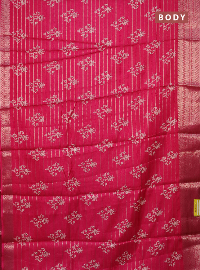Semi dola saree pink with allover zari weaves & butta prints and zari woven border