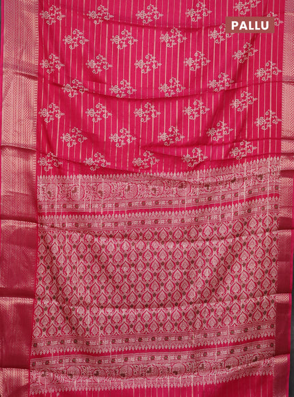 Semi dola saree pink with allover zari weaves & butta prints and zari woven border